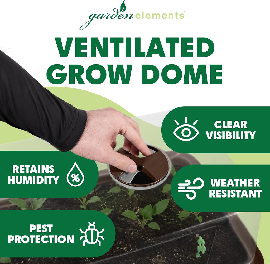 Garden Elements Brown Elevated Raised Garden Bed, 29.5" x 15" - Self-Watering Planter Box with Ventilated Grow Dome for