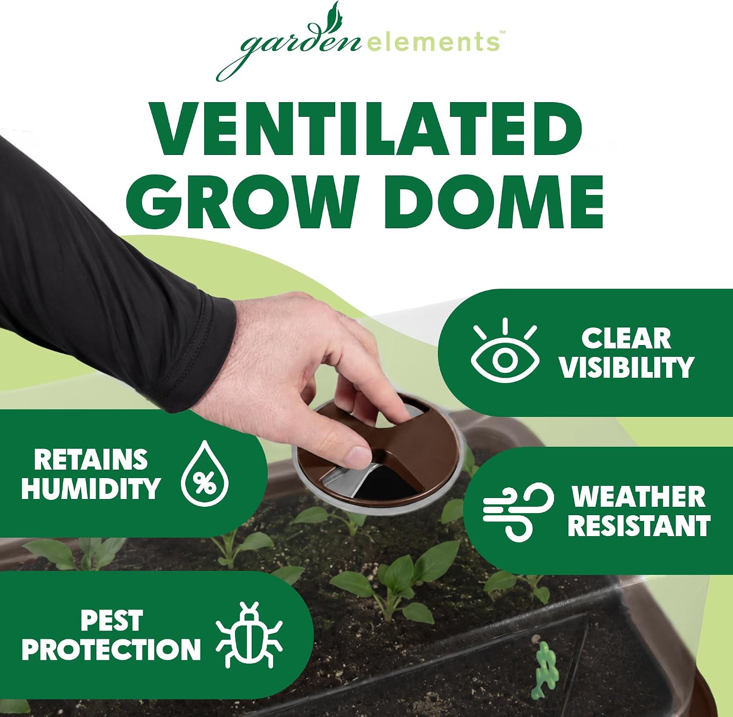 Garden Elements Brown Elevated Raised Garden Bed, 29.5" x 15" - Self-Watering Planter Box with Ventilated Grow Dome for
