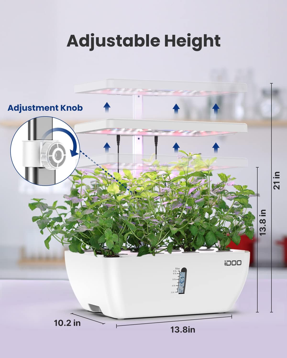 iDOO 12 Pods Hydroponics Growing System with 6.5L Water Tank, Hydro Indoor Herb Garden Up to 14.5", Plant Germination