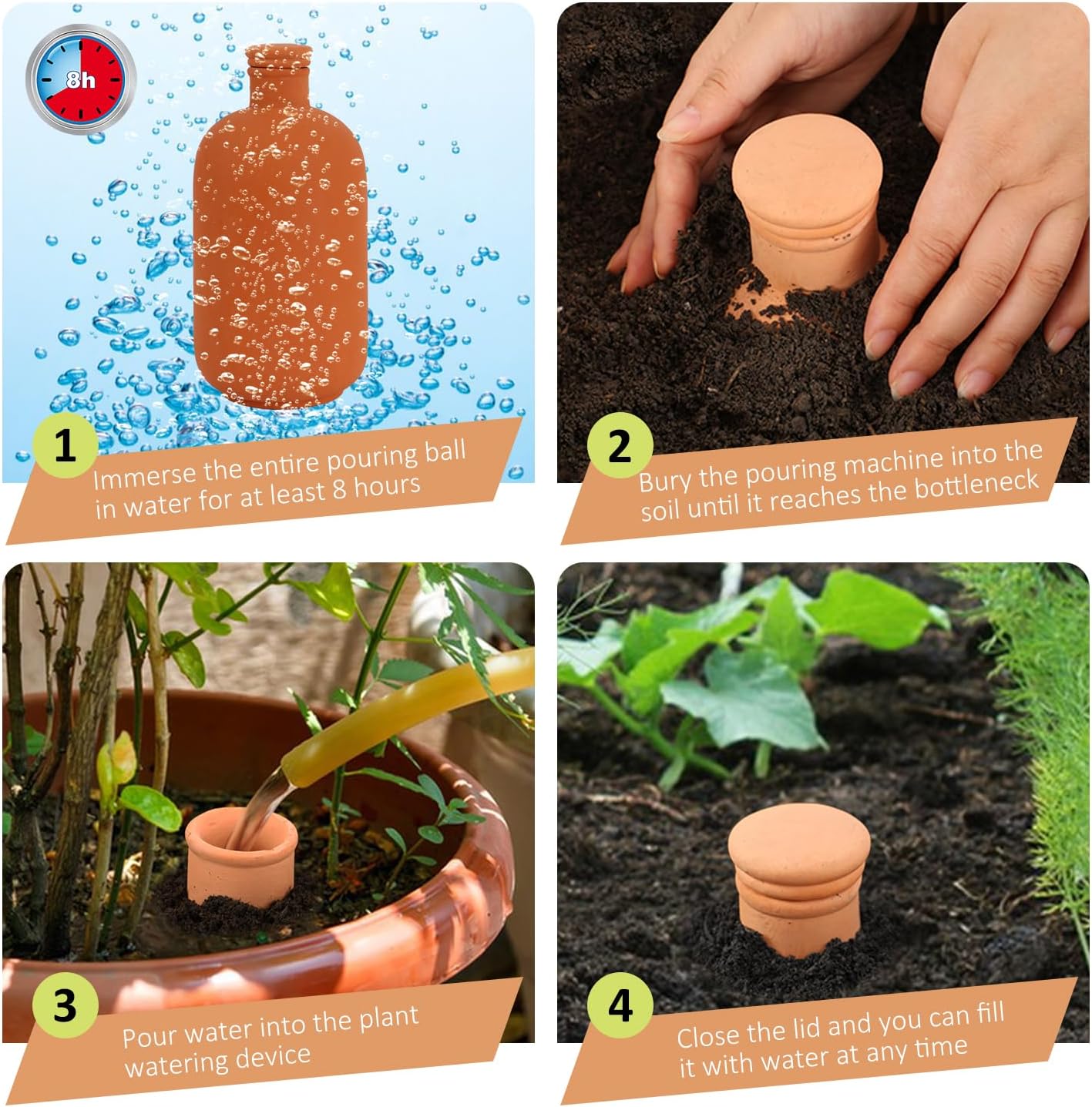 2pcs 10 * 5 * 5in Ollas Plant Watering Globes 61oz Terracotta Watering Pot Watering Bulbs for Outdoor and Indoor Plants