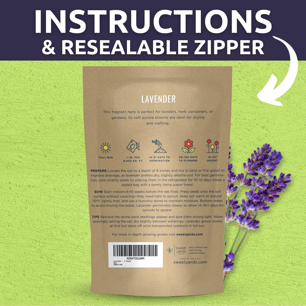 Lavender - Bulk 1 Pound Bag - 400,000 Flower Seeds for Planting - Lavandula angustifolia