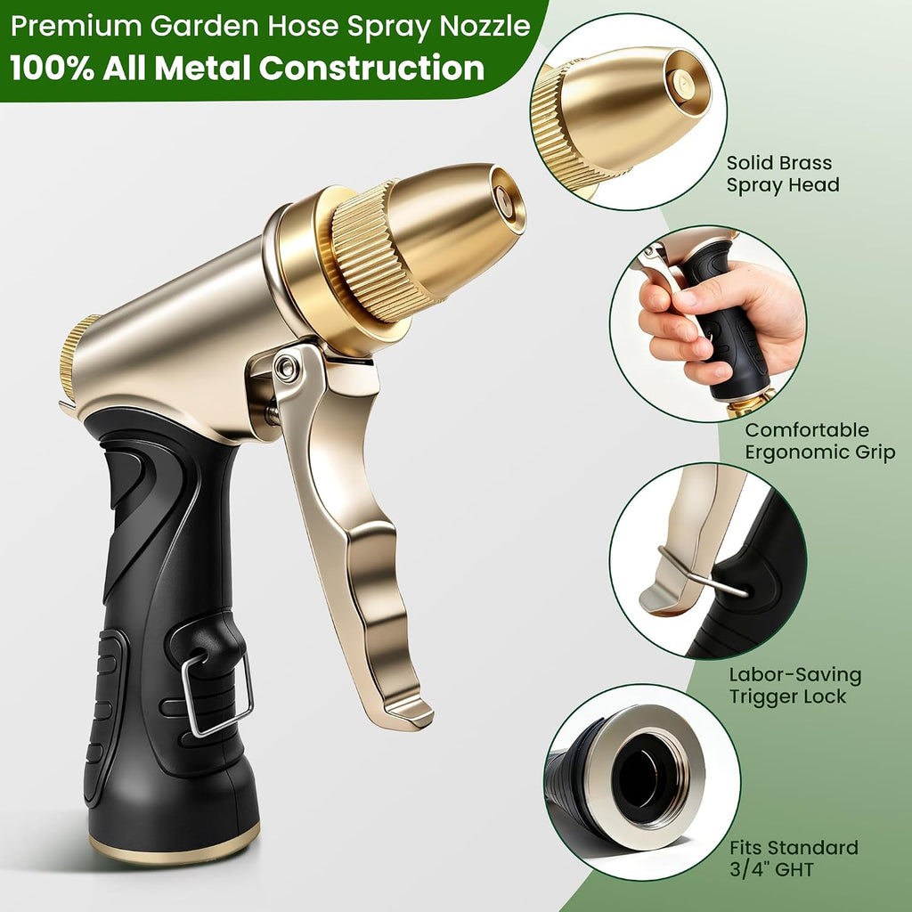 ARXIVE Brass Heavy Duty High Pressure Garden Hose Nozzle | Rustproof solid metal body, Leakproof seal, Non-slip grip, 4
