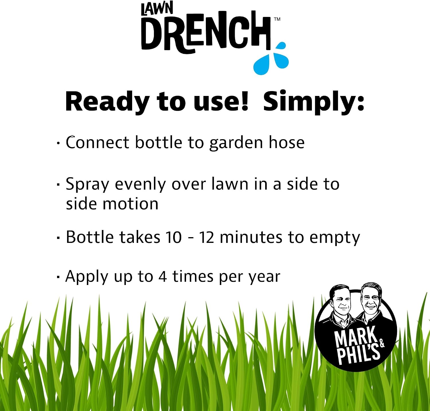 Lawn Drench by Mark and Phil’s, Liquid Lawn Fertilizer, Deep Root Soil Treatment for Lawn Health and Recovery, 15-0-4
