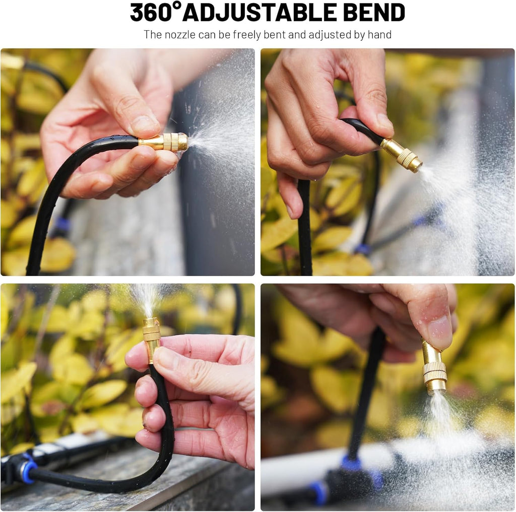 Thiswing 360° Adjustable Drip Irrigation System with 16 Nozzles | 50 FT Automatic Watering System Kit, Raised Bed