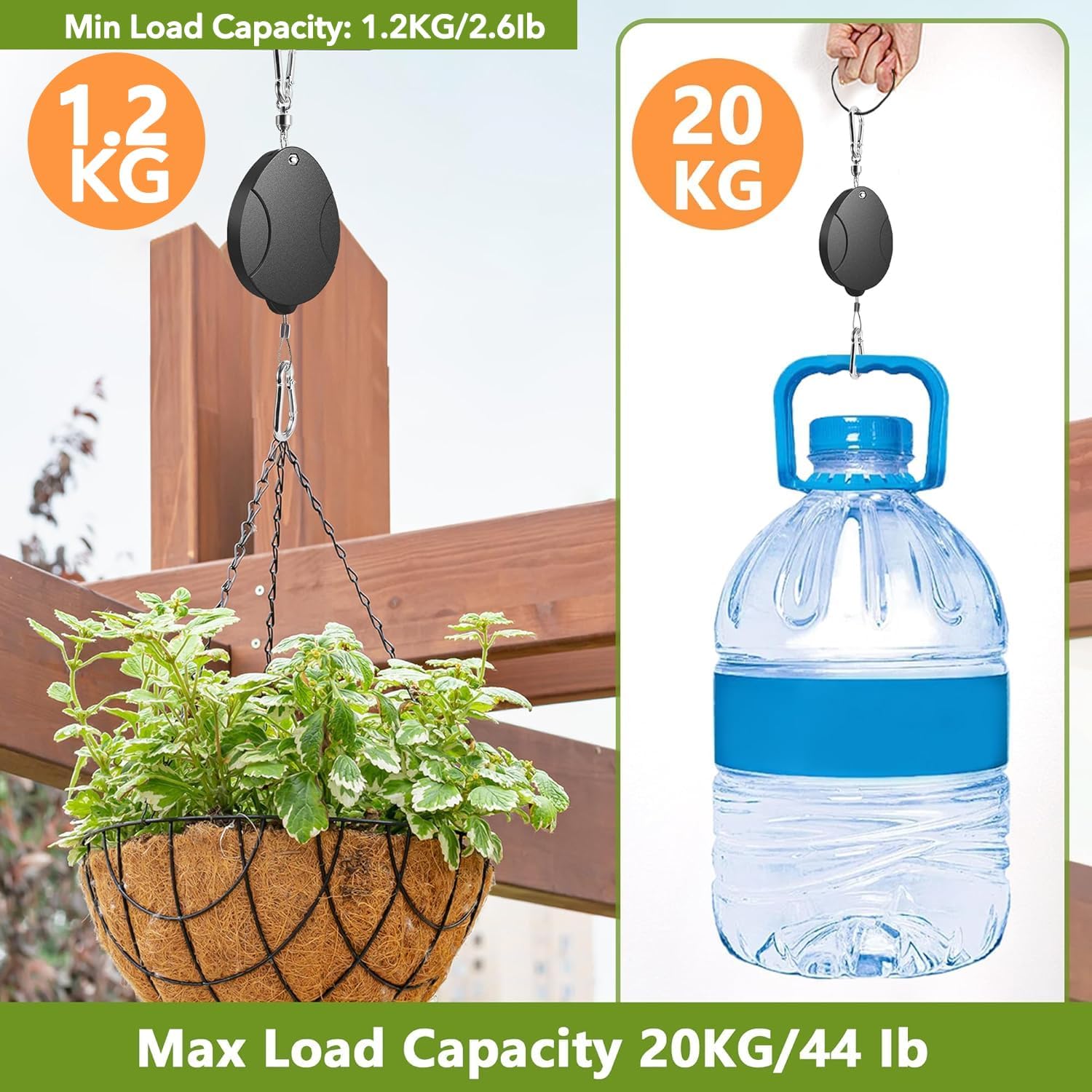 2025 Upgraded Retractable Plant Hanger 4PCS - Heavy Duty Plant Pulleys for Hanging Plants, Outdoor Adjustable Hooks