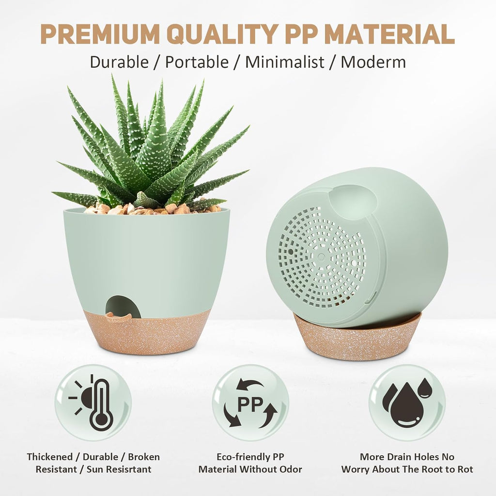 YNNICO 12 inch Large Self Watering Plant Pots, Flower Pots Planters with Multi Mesh Drainage Holes for Indoor Outdoor