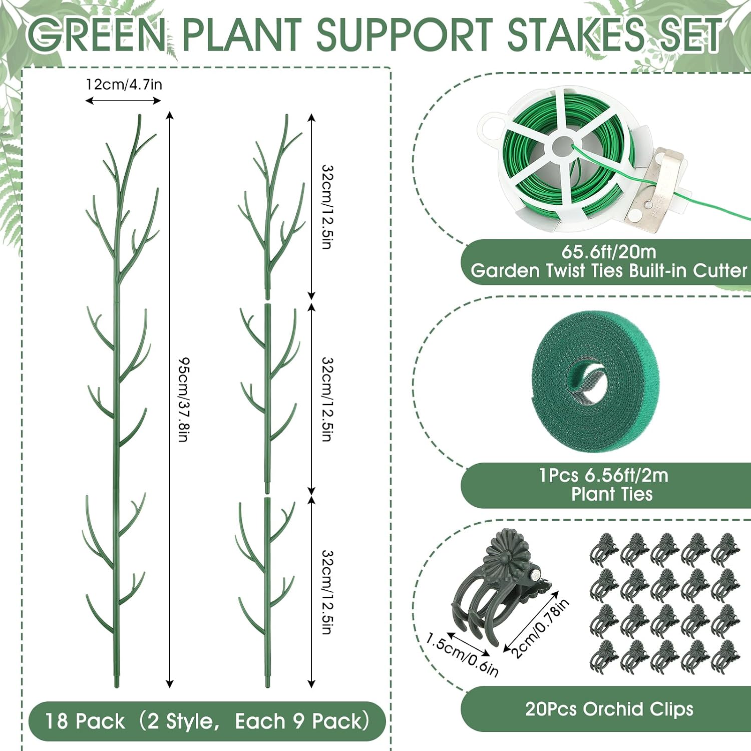 Honeydak 18 Pack Monstera Plant Support Plant Support Stakes for Indoor Plants Stackable Monstera Climbing Sticks with