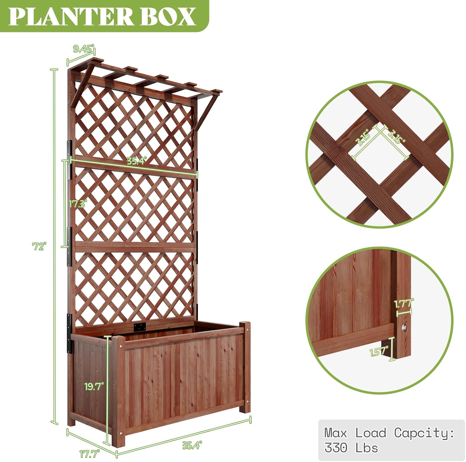 AMERLIFE Raised Garden Bed with 71" Trellis, Privacy Planter for Planting | Natural Wood Planter Box for Vegetables and