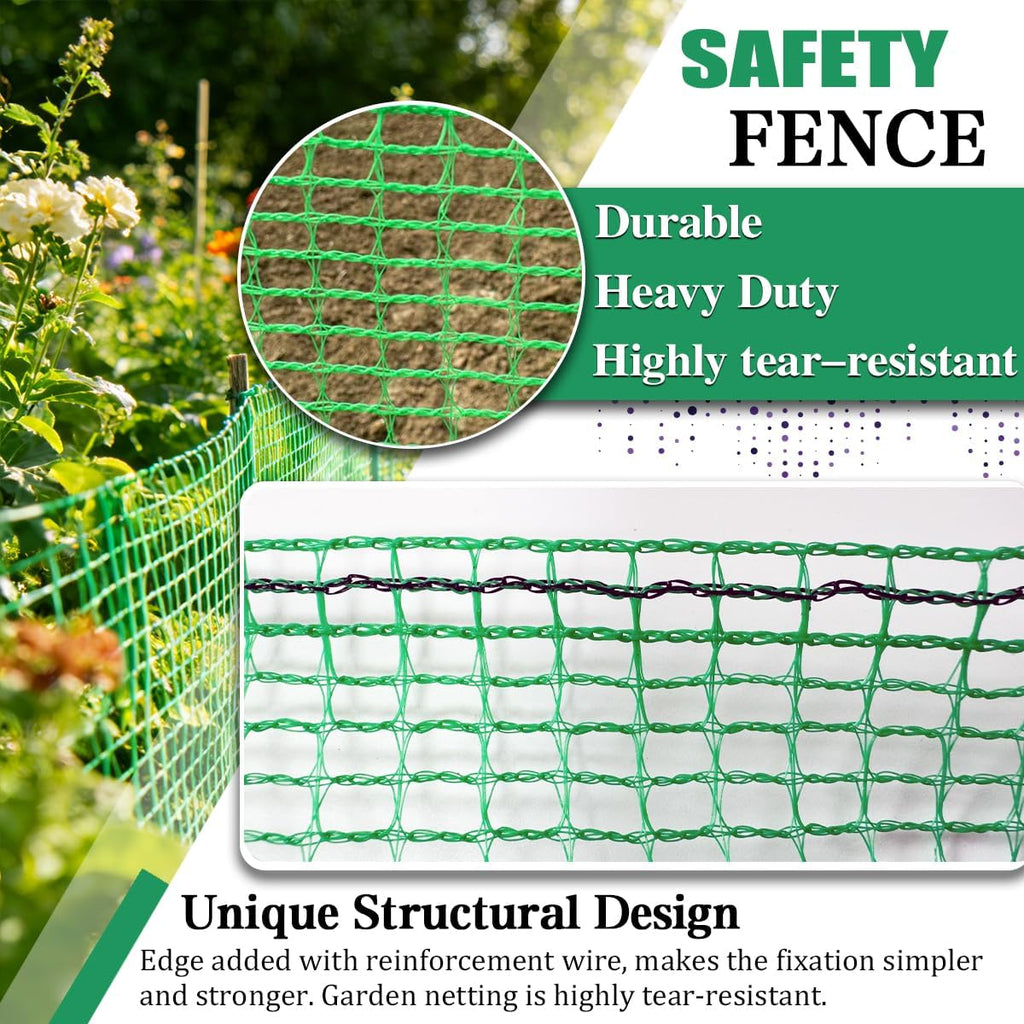 Garden Fence 4 x 100 FT,0.4" Mesh Plastic Fencing,50PCS Zip Ties | Deer Fence Temporary Fence Snow Fence Safety