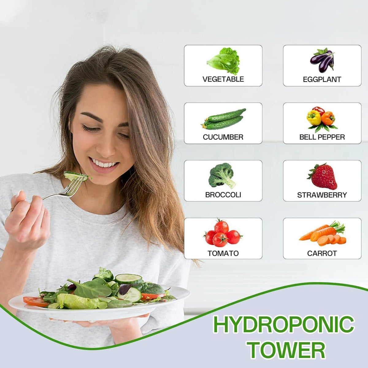 Hydroponic Tower, 14-Layer Hydroponics Growing System Kit with 70 Slots, Vertical Garden System with 20L Water Tank and