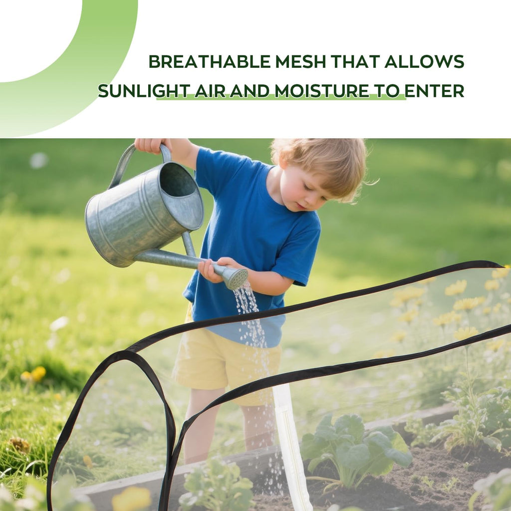 Pop Up Raised Garden Bed Cover -45''x22''x18'' Instant Plant Protection Against Bird, Pests & Squirrel，Plant Net Cover