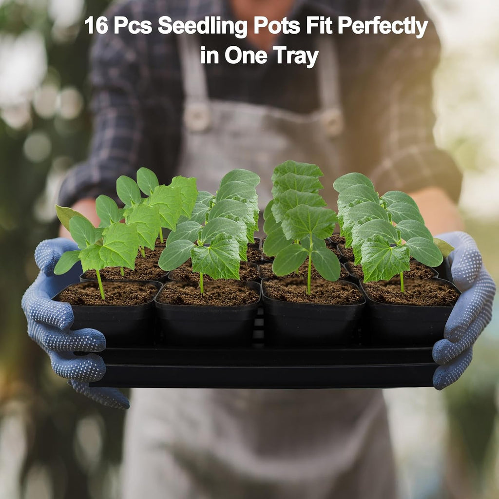 80Pcs 2.5inch Square Nursery Pots with 5Pcs Seed Starting Trays, Seed Starter Tray Kit, Seeds Starting Germination