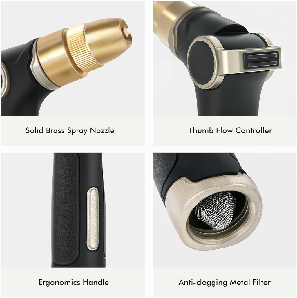 RESTMO Garden Hose Nozzle, Heavy Duty Water Hose Sprayer for Outdoor | Zinc Alloy Metal, Thumb Control, Precise Flow