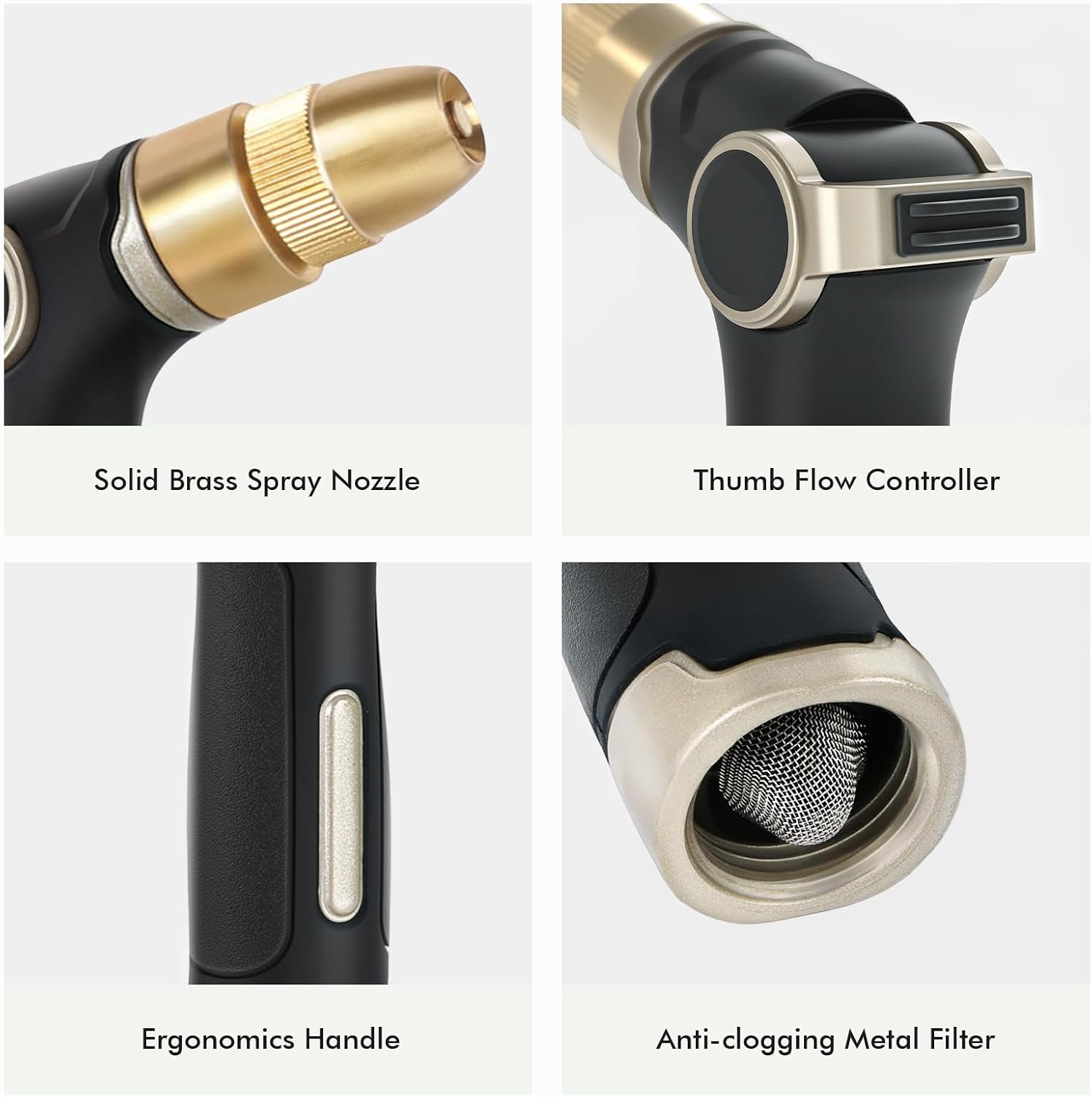 RESTMO Garden Hose Nozzle, Heavy Duty Water Hose Sprayer for Outdoor | Zinc Alloy Metal, Thumb Control, Precise Flow