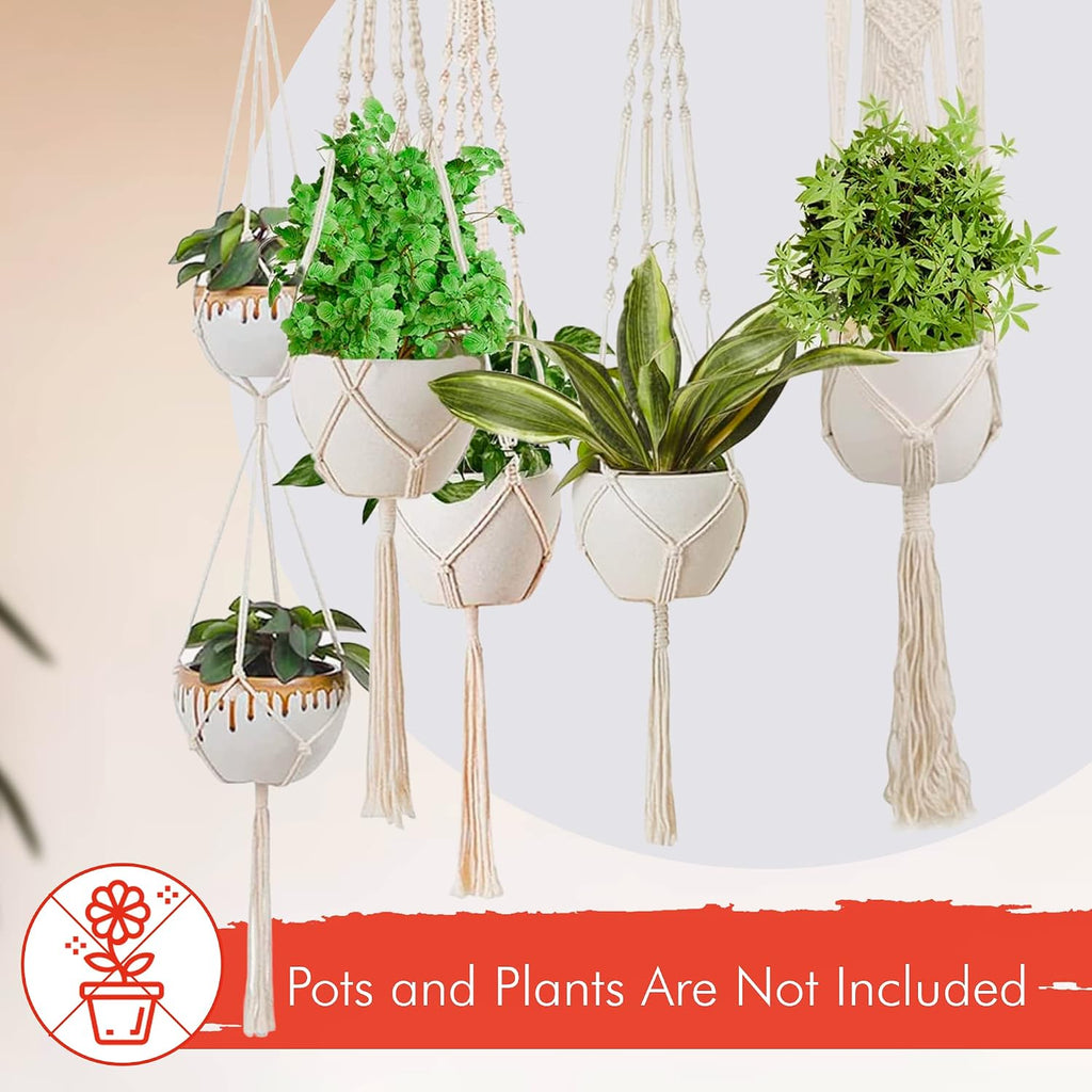 feedee Macrame Plant Hangers Indoor Macrame Hanging Planters for Indoor Plants, 6 Pack Hanging Plant Holders Indoor