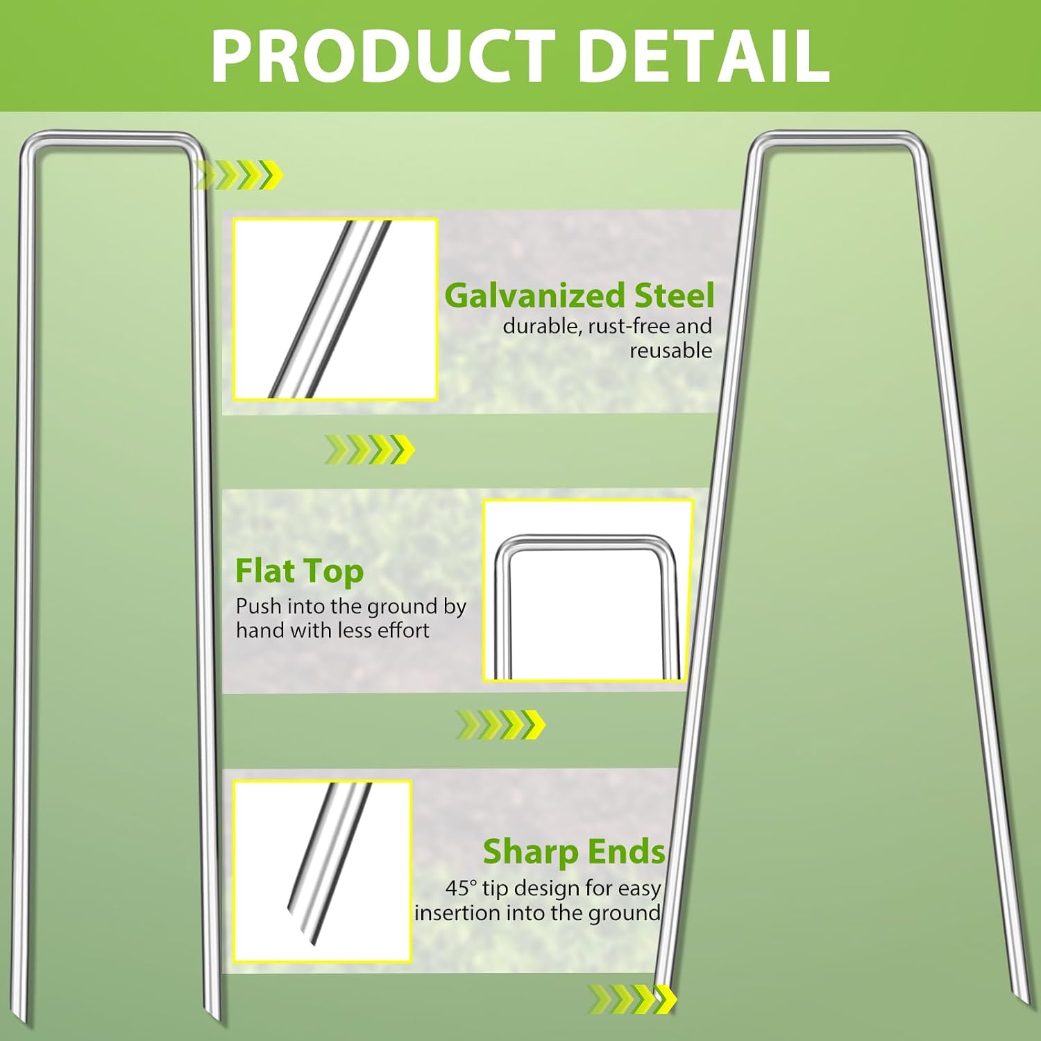 Landscape Staples 12 Inch, 12/25/50/100/200 Pack 8 Gauge U-Shaped Galvanized Garden Stakes, Heavy Duty Ground Stakes