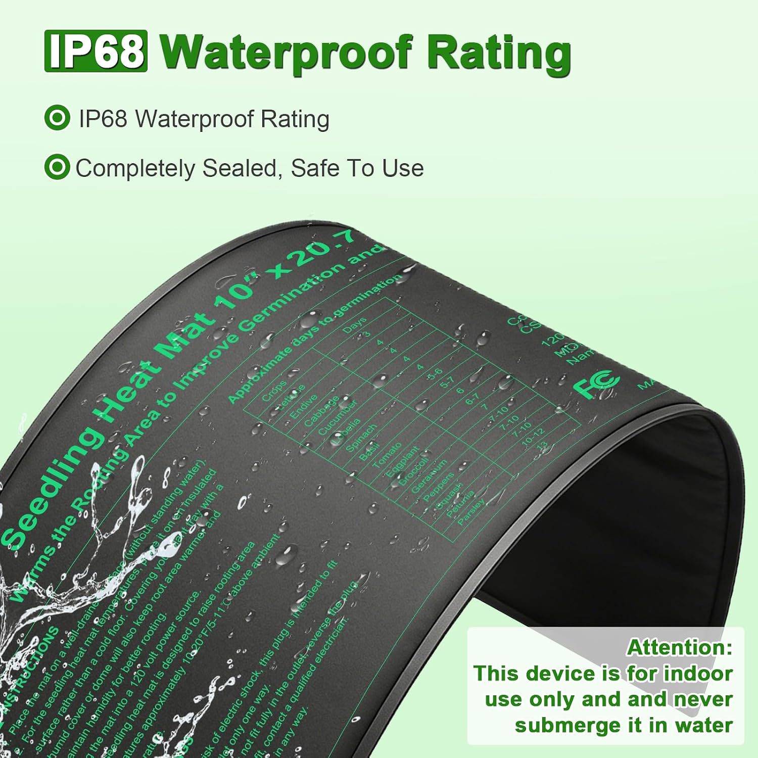 Bestio Waterproof Seeding Heat Mat 10"x 20.75", 4 Pack Durable Heat Mats for Seed Starting, UL & MET-Certified Plant