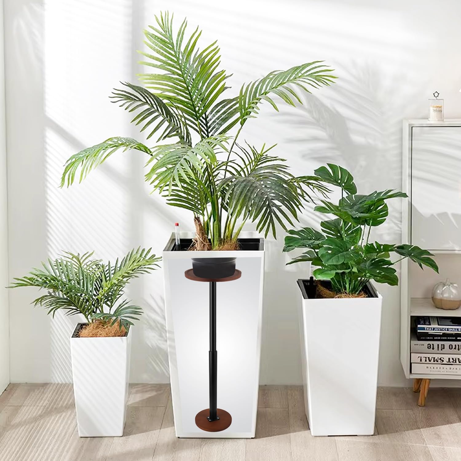 LUTTY 2 Pack Plant Risers for Inside Pots, Wooden 13.8-21.7" Adjustable Height Plant Riser