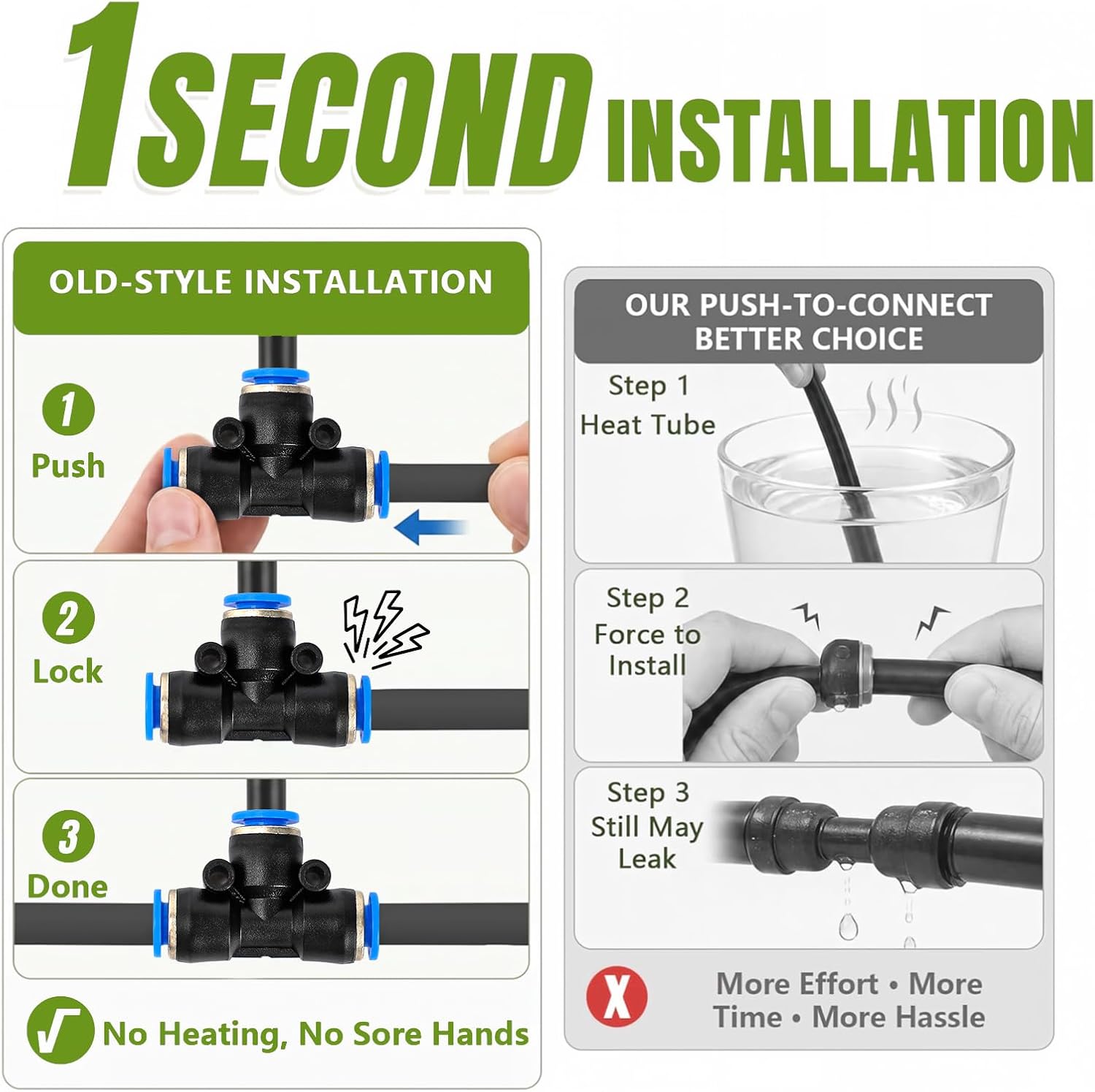 Pro-Series Drip Irrigation System, 100FT 1/4" Garden Watering System with 16pcs 360° Bendable Copper Nozzles, Leak-Free