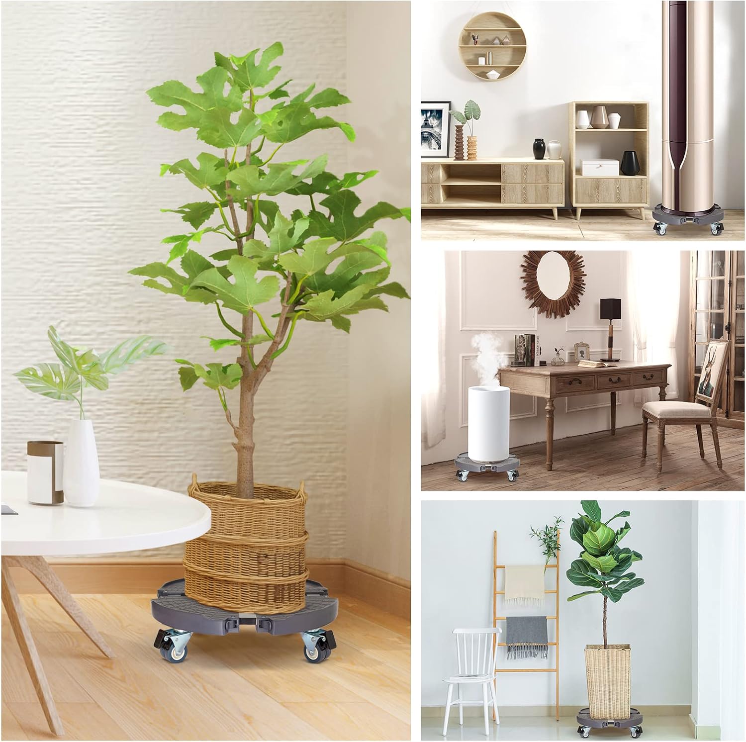 2pk Rolling Plant Stand with Wheels,15-21 Adjustable Heavy Duty Plant Caddy | Plant Dolly with Wheels for Indoor