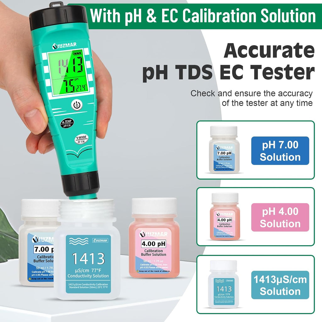 pH Meter for Hydroponics EC pH Monitor pH ppm Tester for hydroponics System Simultaneous Measurement of pH EC TDS
