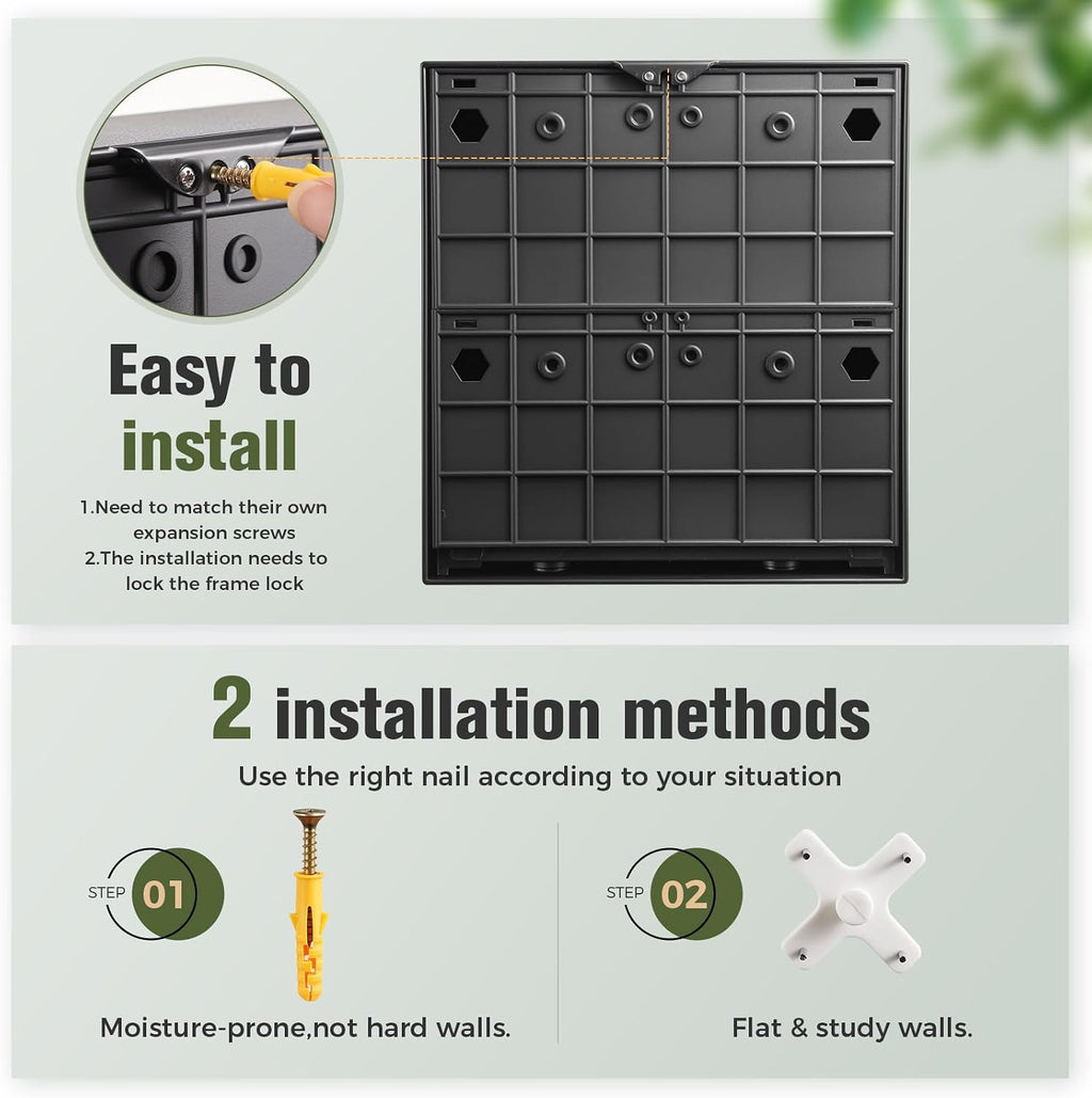Wall Mounted Planter, Vertical Garden with 4 Grow Pots | Ready-to-use wall planter with 4 pots for herbs, succulents