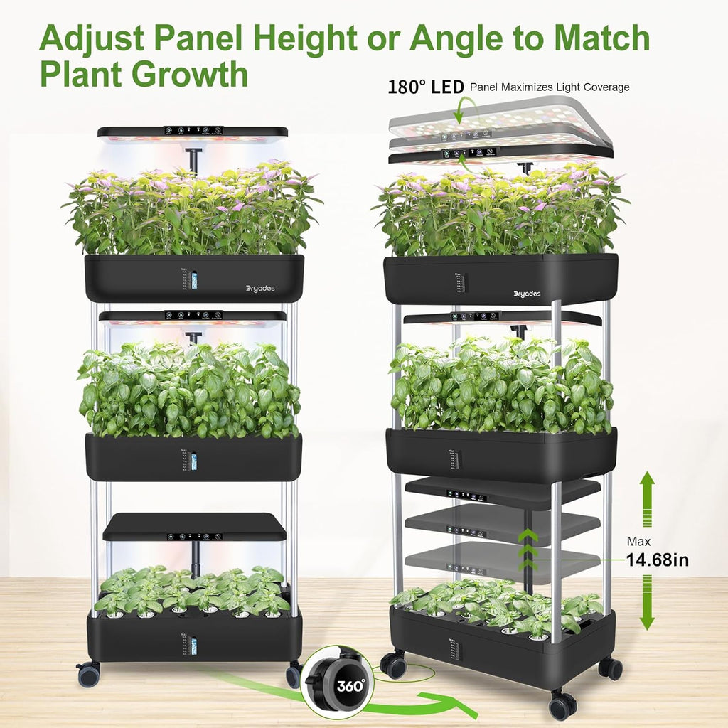 Hydroponics Growing System Indoor Garden - DRYADES Herbs Garden Kit Indoor with LED Grow Light Grow Anything Plants