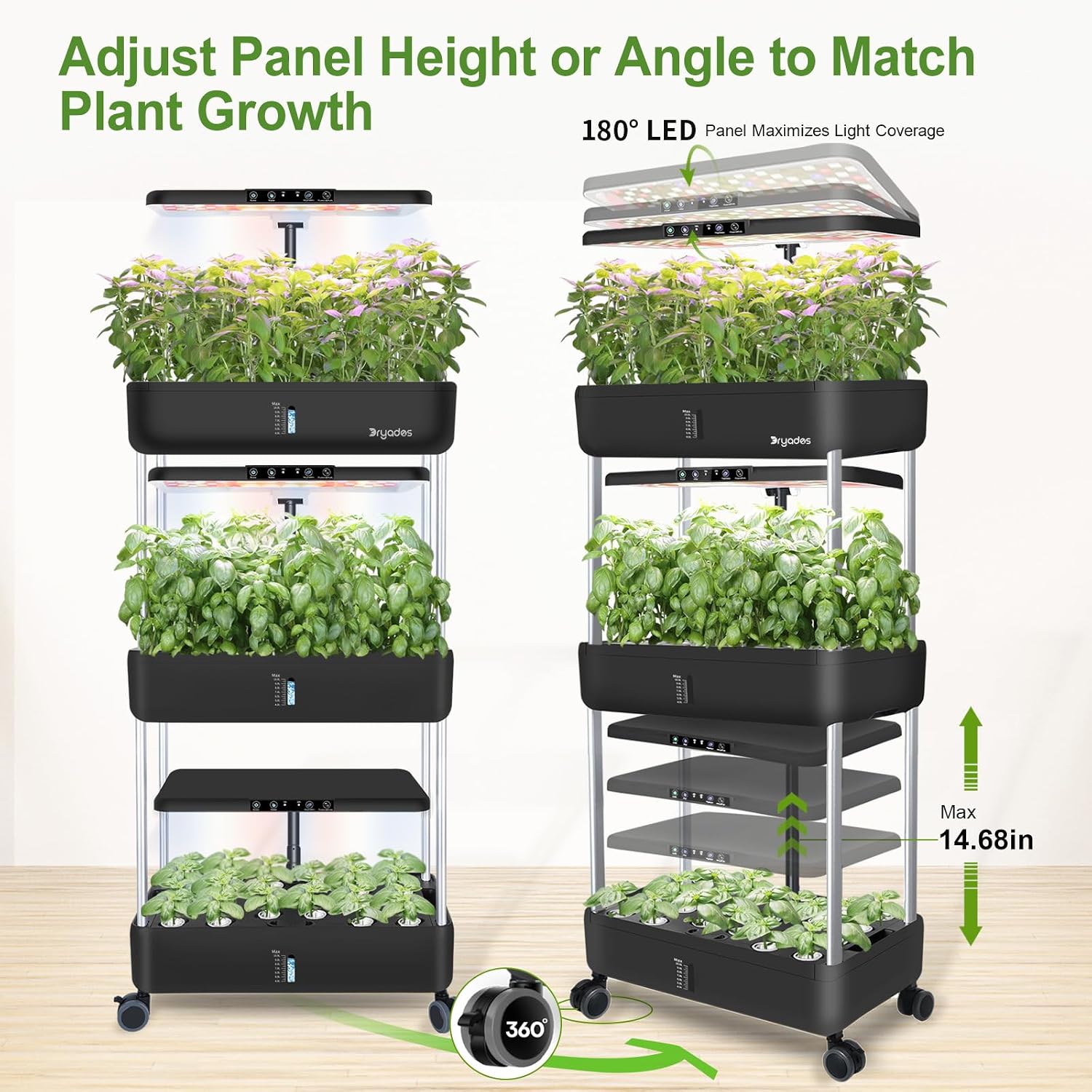 Hydroponics Growing System Indoor Garden - DRYADES Herbs Garden Kit Indoor with LED Grow Light Grow Anything Plants