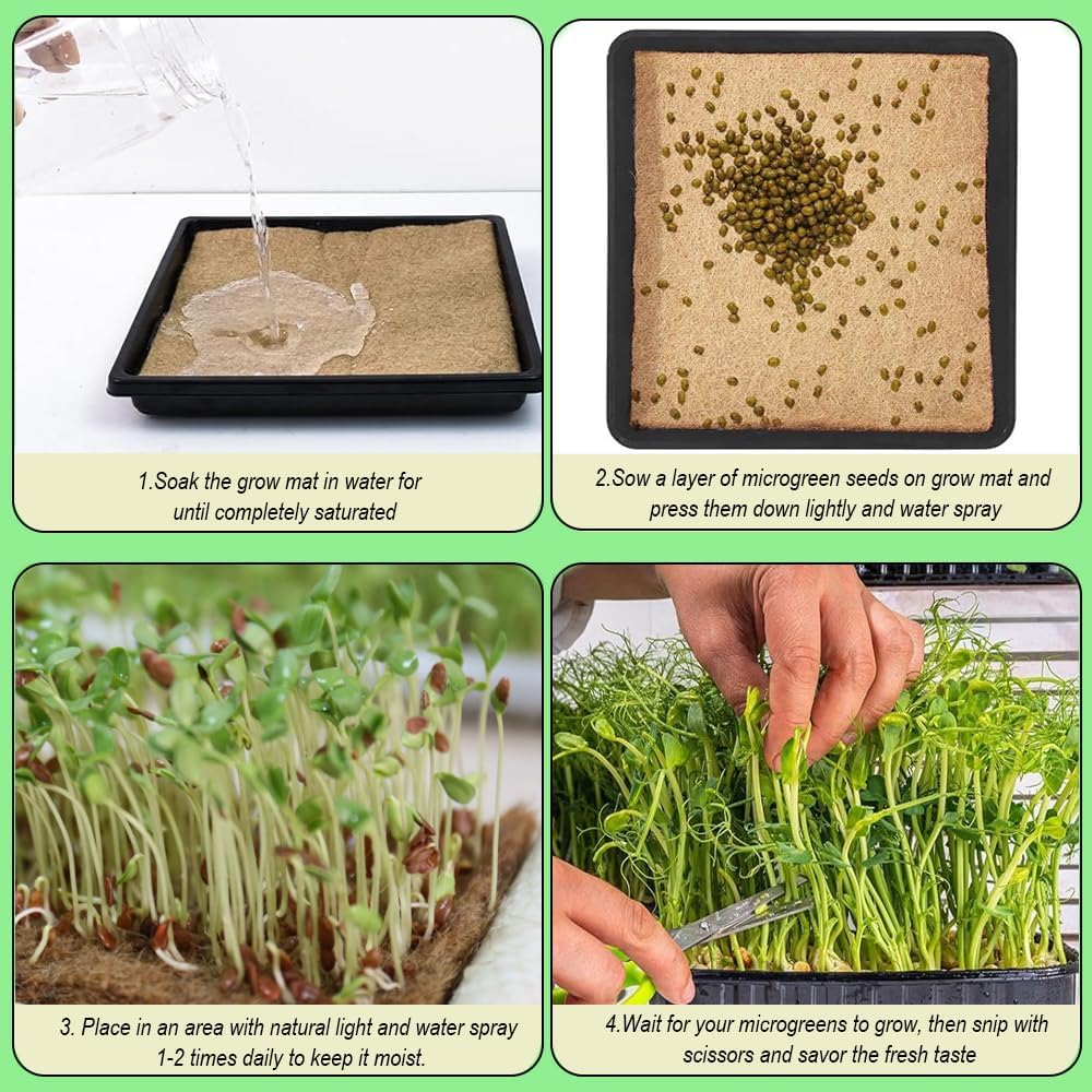 1 Roll 10" x 220" Microgreens Growing Trays Jute Mat Kits, Hydroponic Planting Mat & Seed Germination Pad for