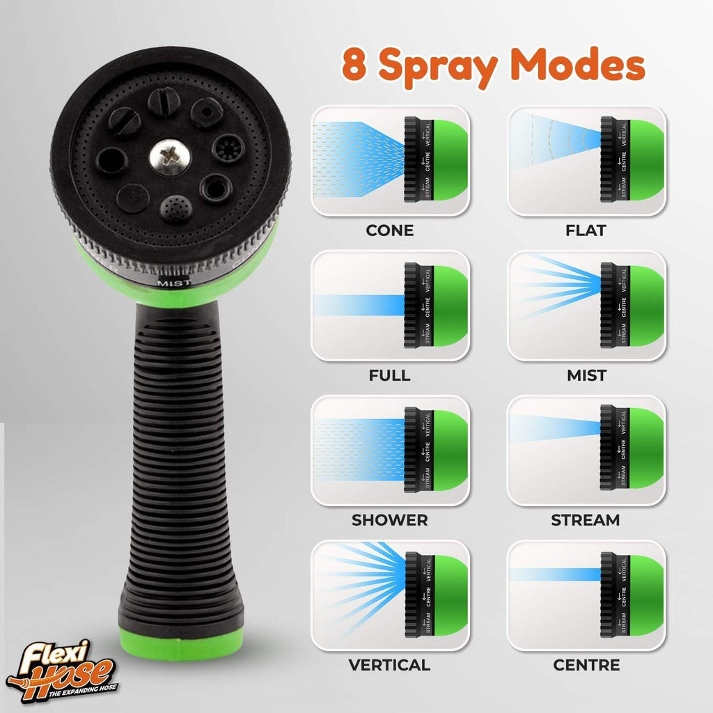 Flexi Hose with 8 Function Nozzle, 150FT - Lightweight Expandable Garden Hose, No-Kink Flexibility, 3/4 Inch Solid