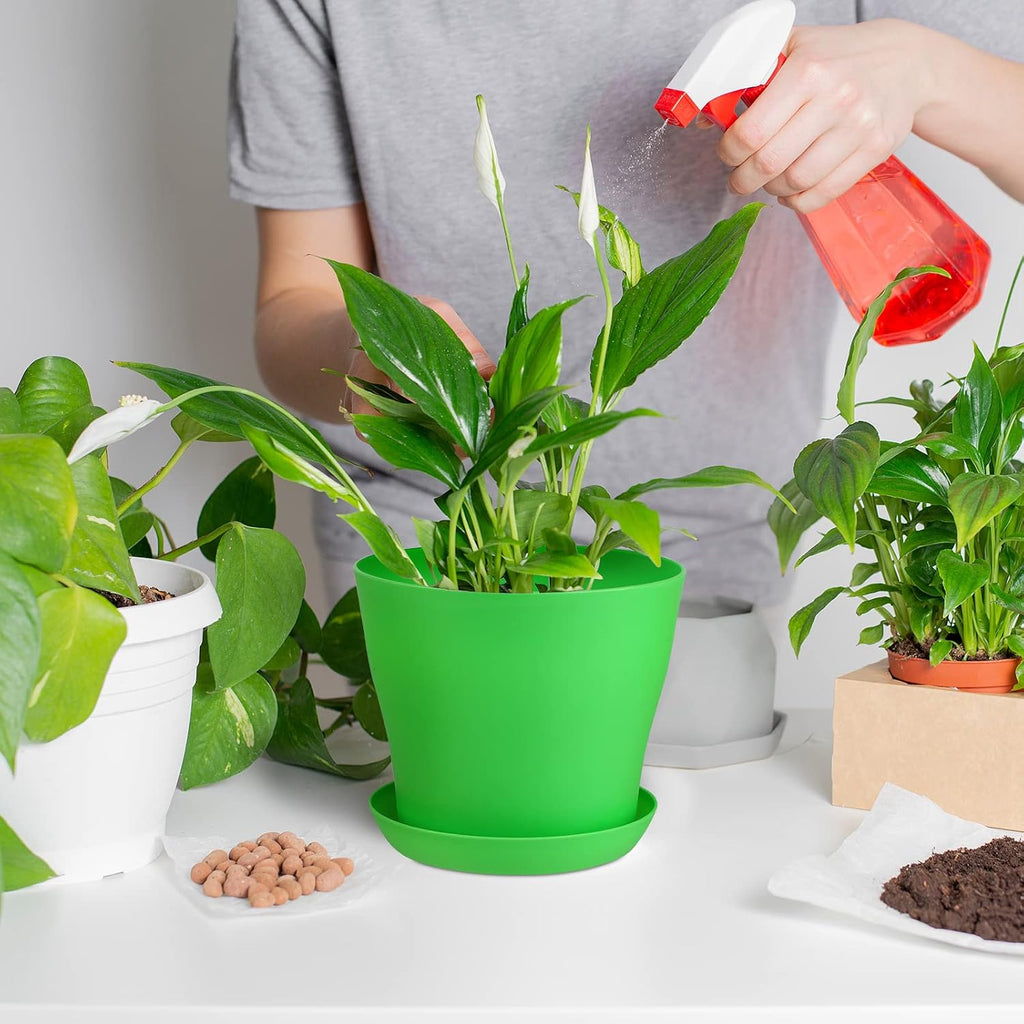 Hahood 20 Pack Plastic Planters 5.5 Inch Plant Flower Pot with Trays, Seedlings Nursery Pots Planter Flower Container