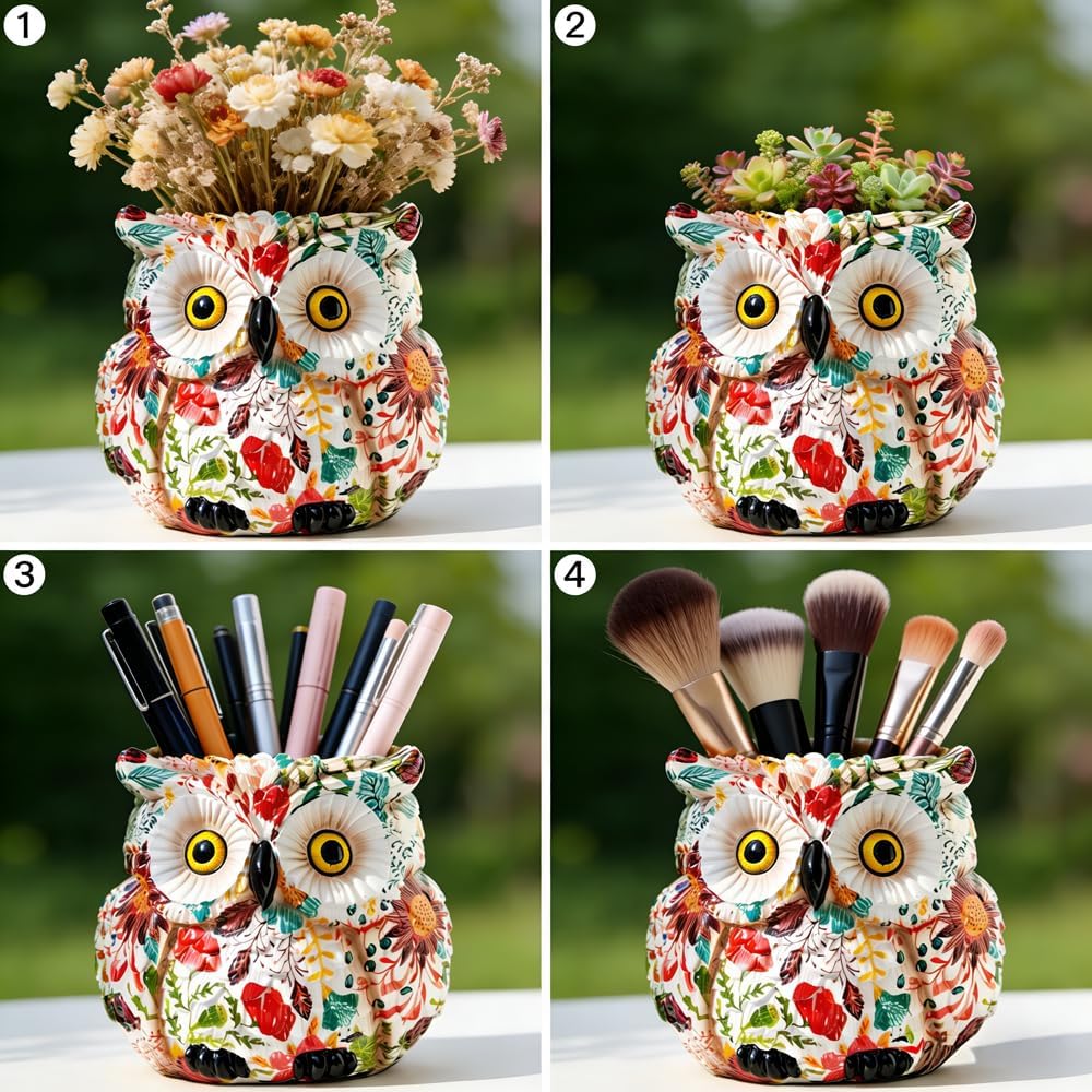 Owl Planter, Owl Succulent Pots, Funny Plant Pots Indoor/Outdoor, Decorative Garden Flower Pot, Cute Small Planters for