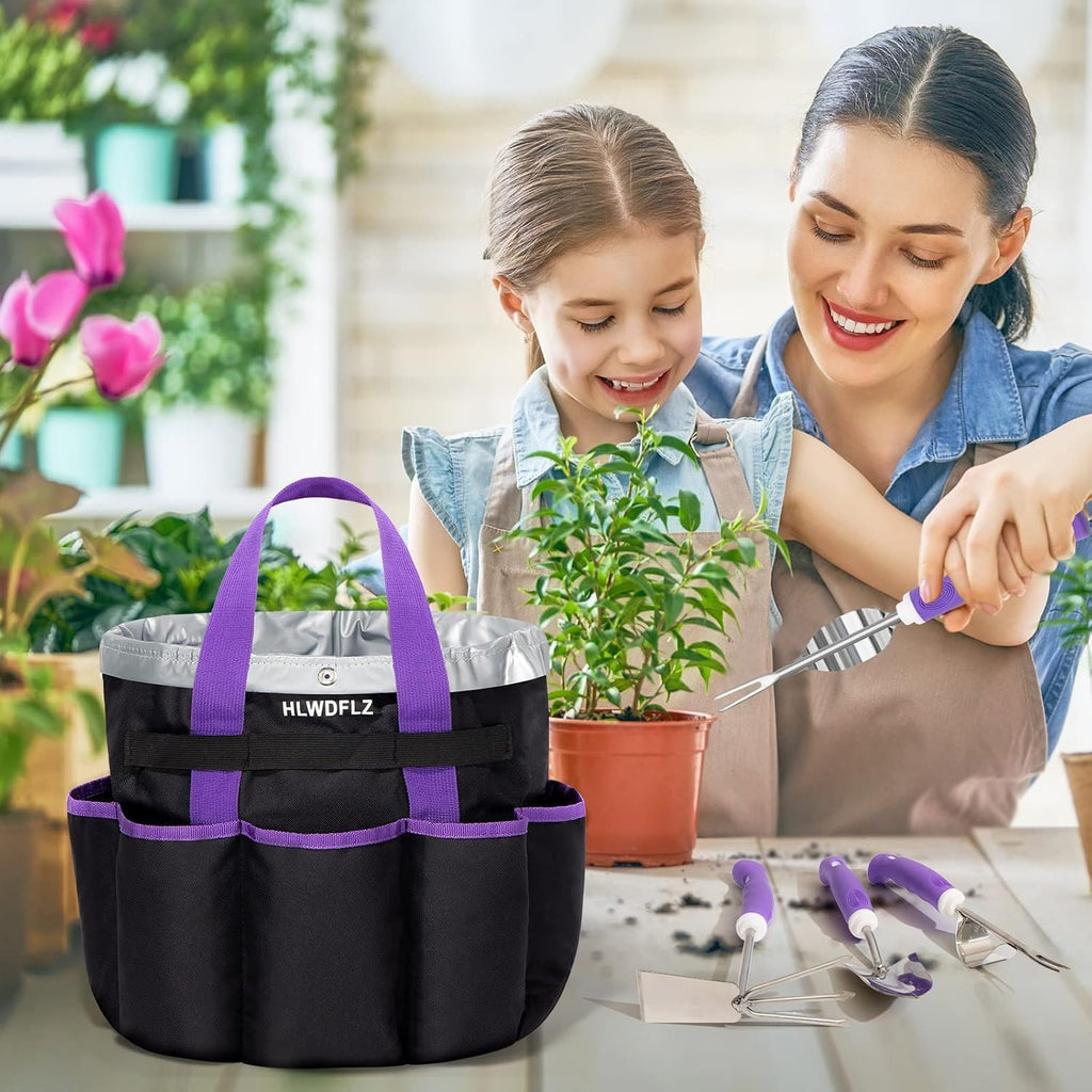 Purple Garden Tool Set Gardening Items for Women - 11PCS Heavy Duty Garden Tools with Detachable Storage Bag, Weeder