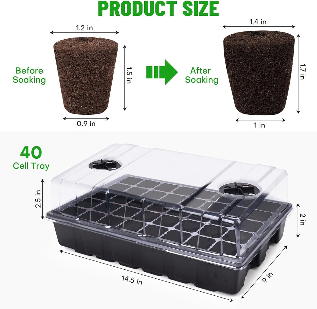 40 Pcs Seed Starter Plugs with Tray, Replacement Grow Sponges Plant Plugs, Great for Soil, Tray or Planting Pods