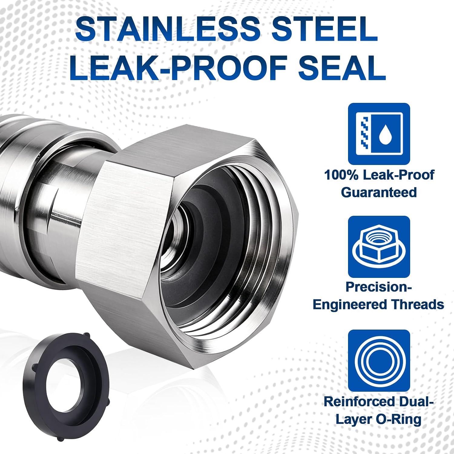 2PCS Garden Hose to Pressure Washer Adapter, 3/4" GHT Male to 1/4" Quick Connect, Stainless Steel Pressure Washer Hose