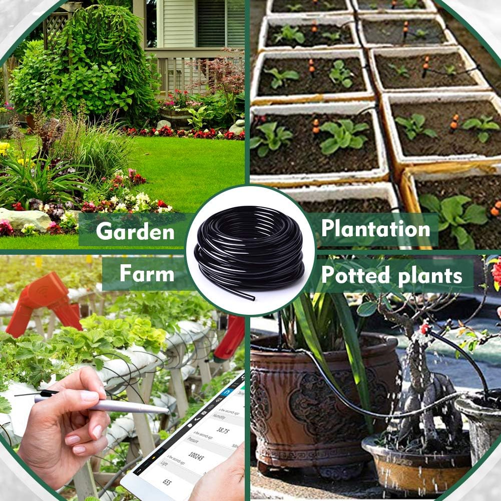 400FT 1/4” Drip Irrigation Tubing, 0.17” ID x 0.25” OD, Black | Durable UV-Resistant Hose, Compatible with 1/4" Barbed