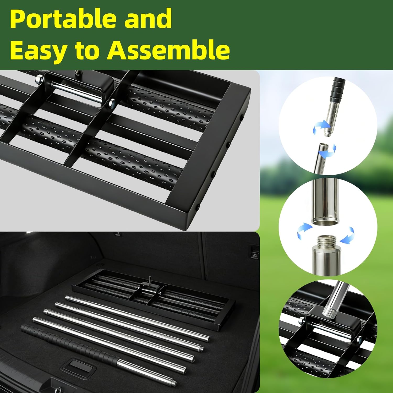 Updated Lawn Leveling Rake 17"×10" with 2 Steel Rollers, 6.5ft Handle | Effort-Saving Lawn Leveler, Yard Leveling Rake
