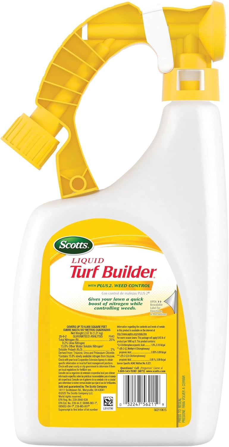 Scotts Liquid Turf Builder Lawn Care Bundle, 32 fl. oz. (3-Pack) | With 2 Turf Builder Lawn Food Bottles and 1 Turf