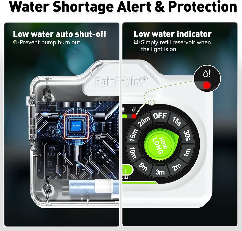 RAINPOINT Easy-Setup Automatic Plant Waterer Indoor for Pot Plant Adjustable Water Output,Battery Powered Outdoor IP54