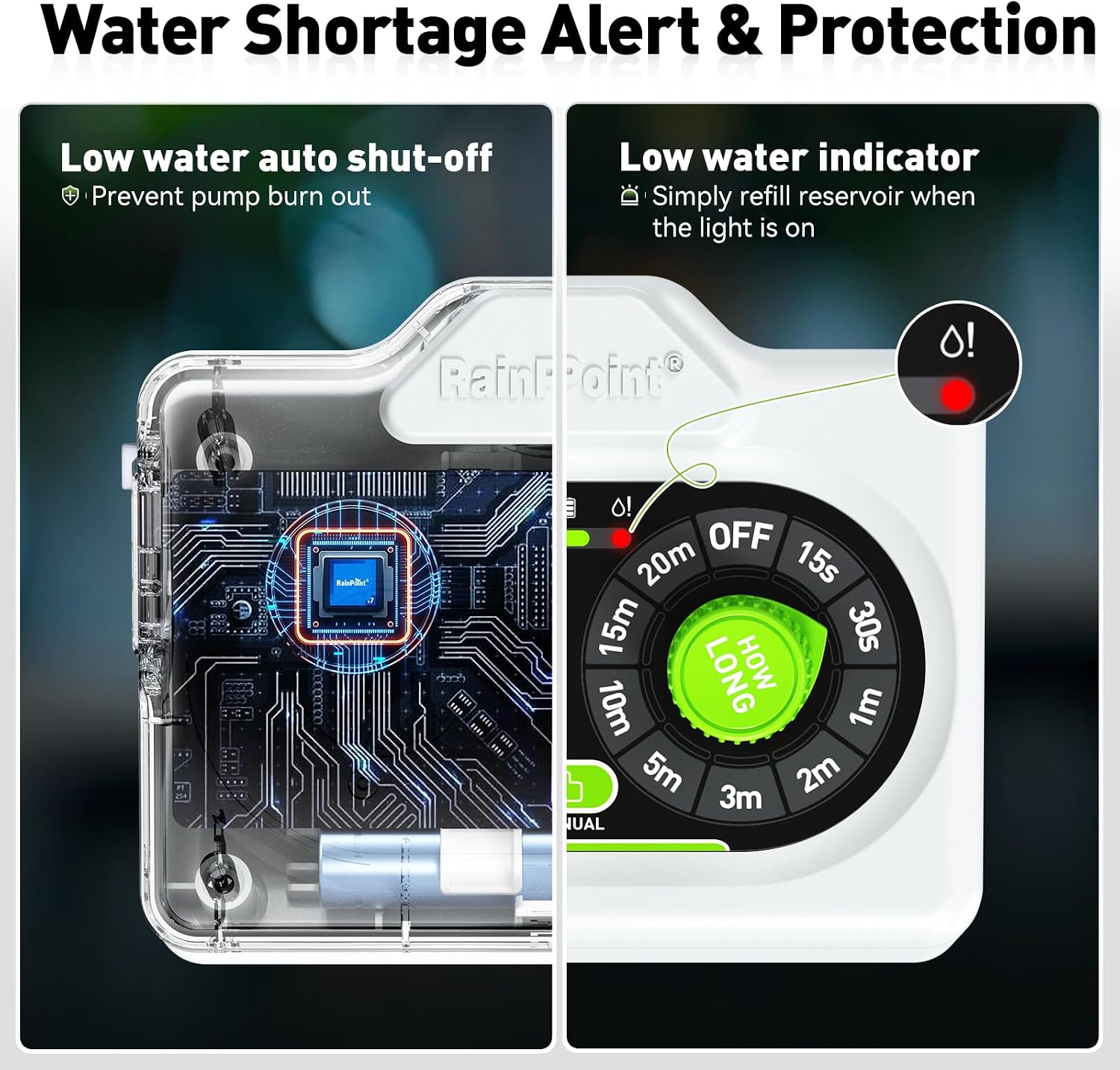 RAINPOINT Easy-Setup Automatic Plant Waterer Indoor for Pot Plant Adjustable Water Output,Battery Powered Outdoor IP54