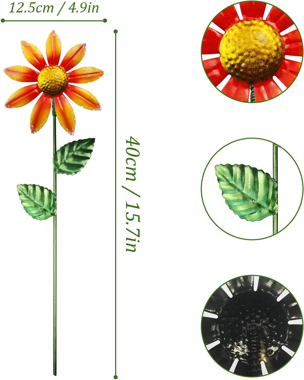 10-Pack 15.7-Inch Metal Garden Flower Stakes, Multicolor | 4.9 in wide heads with adjustable angles, for planters