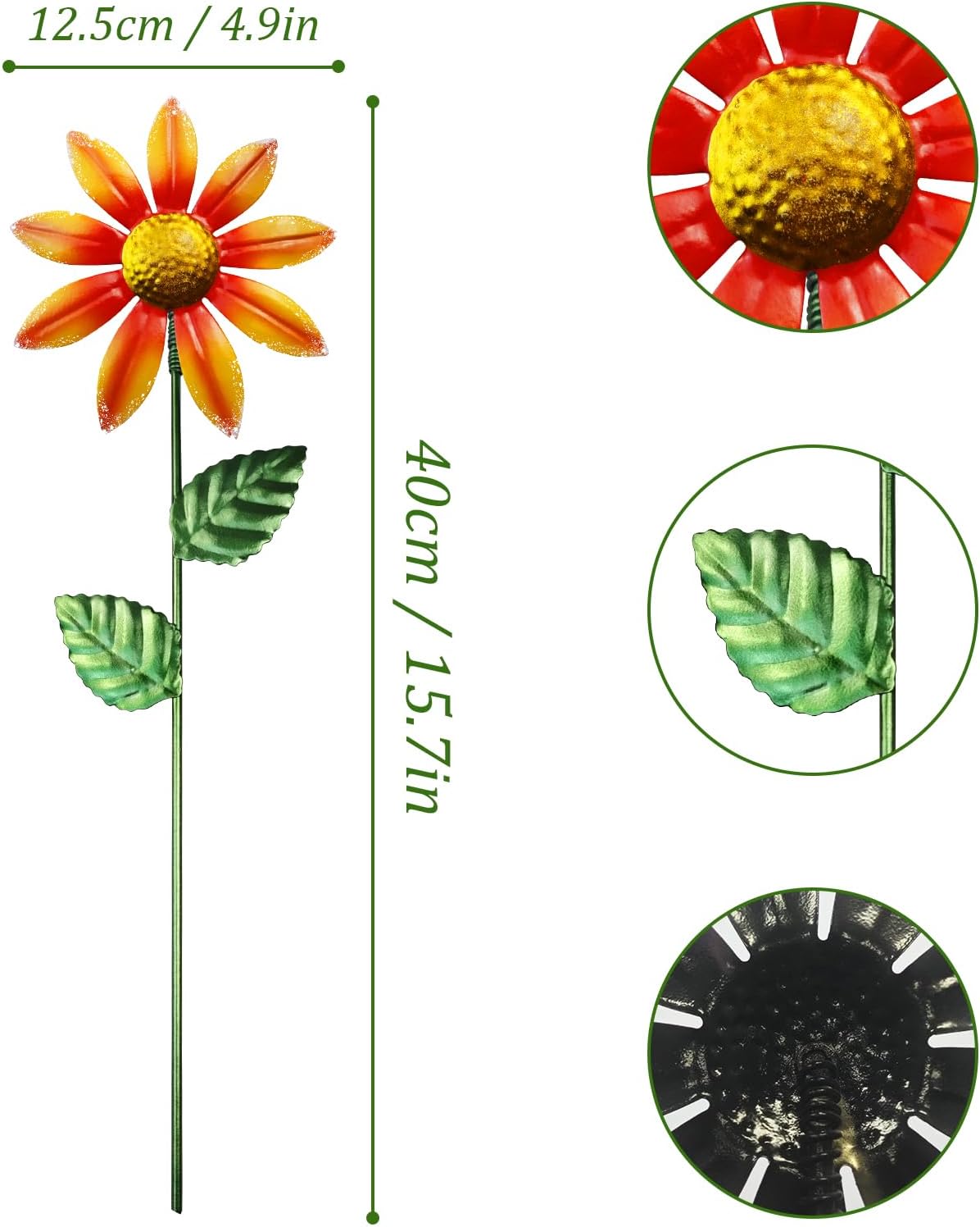 10-Pack 15.7-Inch Metal Garden Flower Stakes, Multicolor | 4.9 in wide heads with adjustable angles, for planters