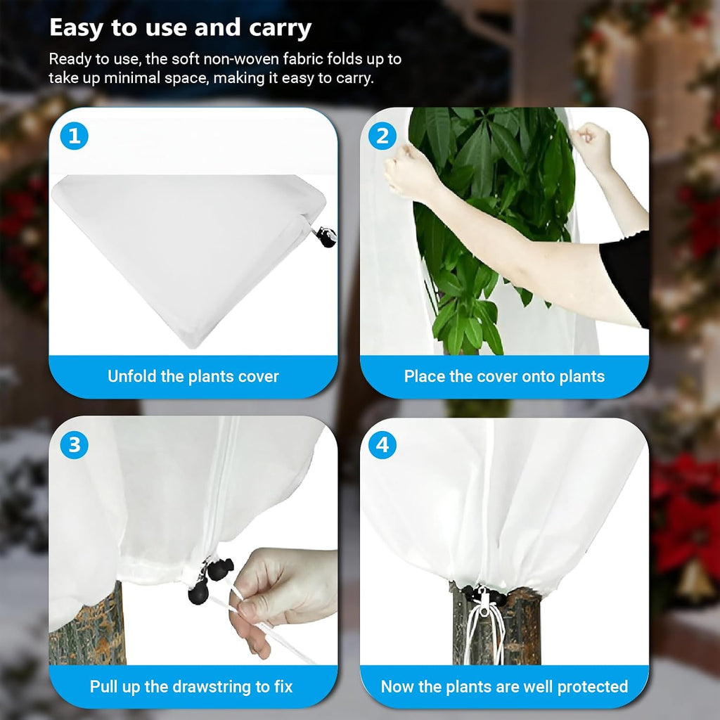 71"h x 47"w Plant Covers Freeze Protection - Reusable Tree wrap for Outdoor Plants,Cloths with Santa Claus Print