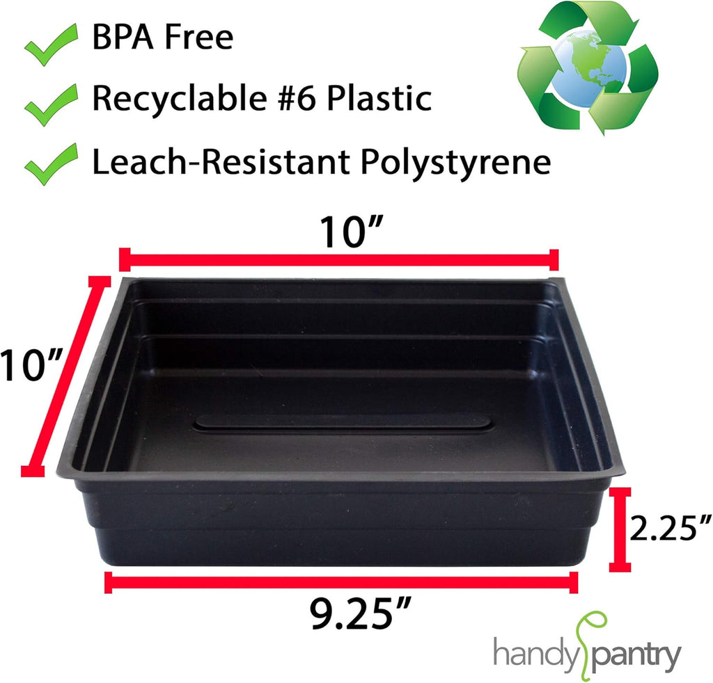 Handy Pantry 10-Pack 1010 Garden Growing Trays Without Drain Holes | 10" x 10" Plastic Plant Trays - Wheatgrass
