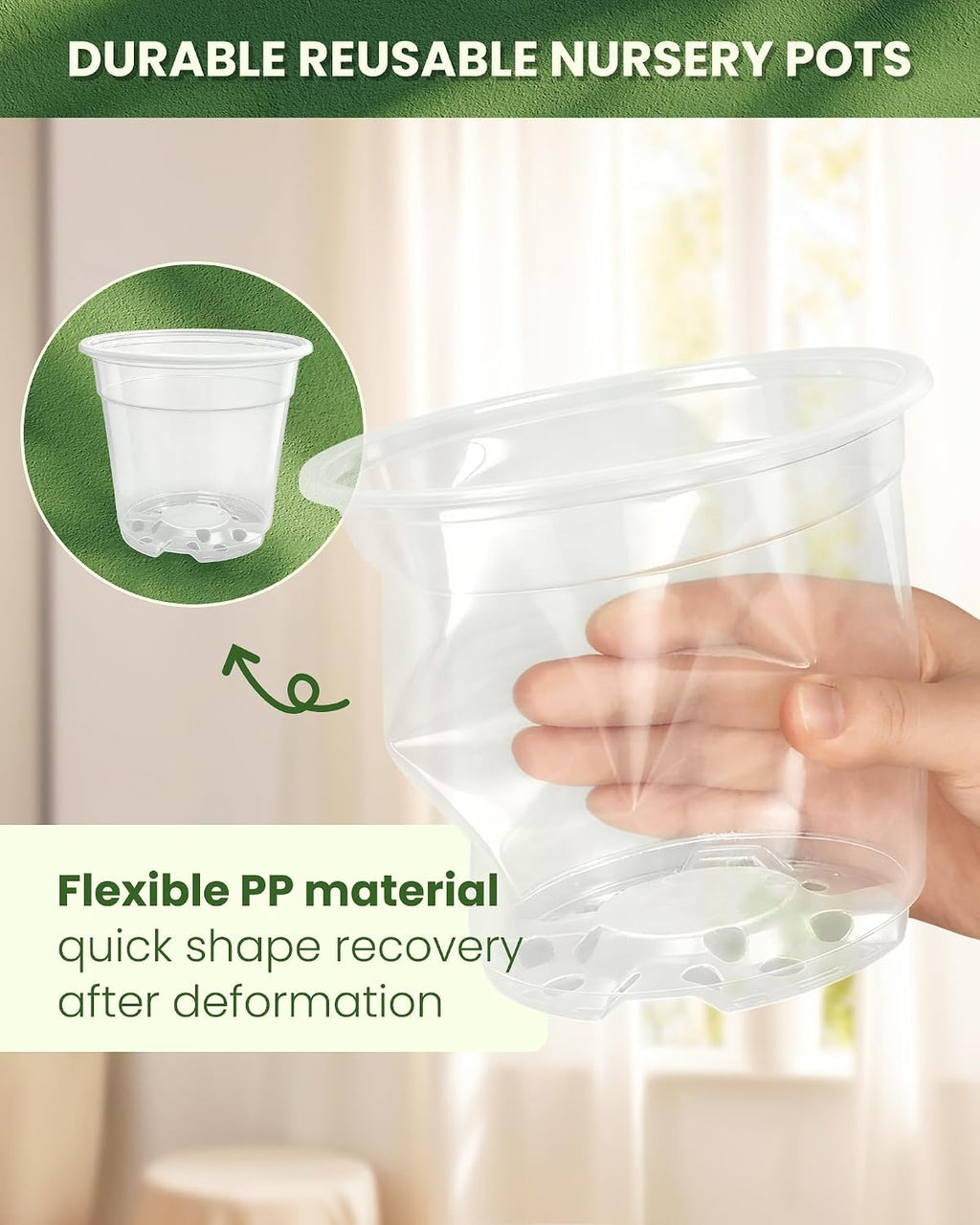 24 Pcs 7/6/5/4 In Clear Nursery Pots for Plants with Saucers, 24 Labels | High Transparency (Clear View of Root