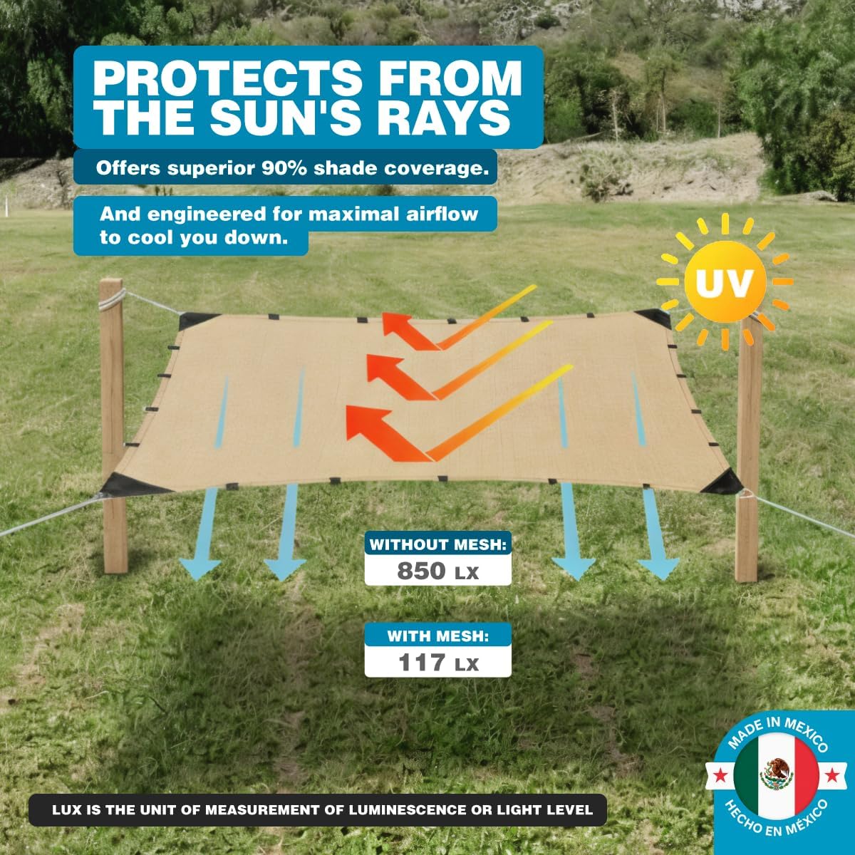 90% Shade Cloth – FT Durable HDPE Mesh Tarp with Grommets, UV Protection Sunblock Net for Garden, Greenhouse, Patio