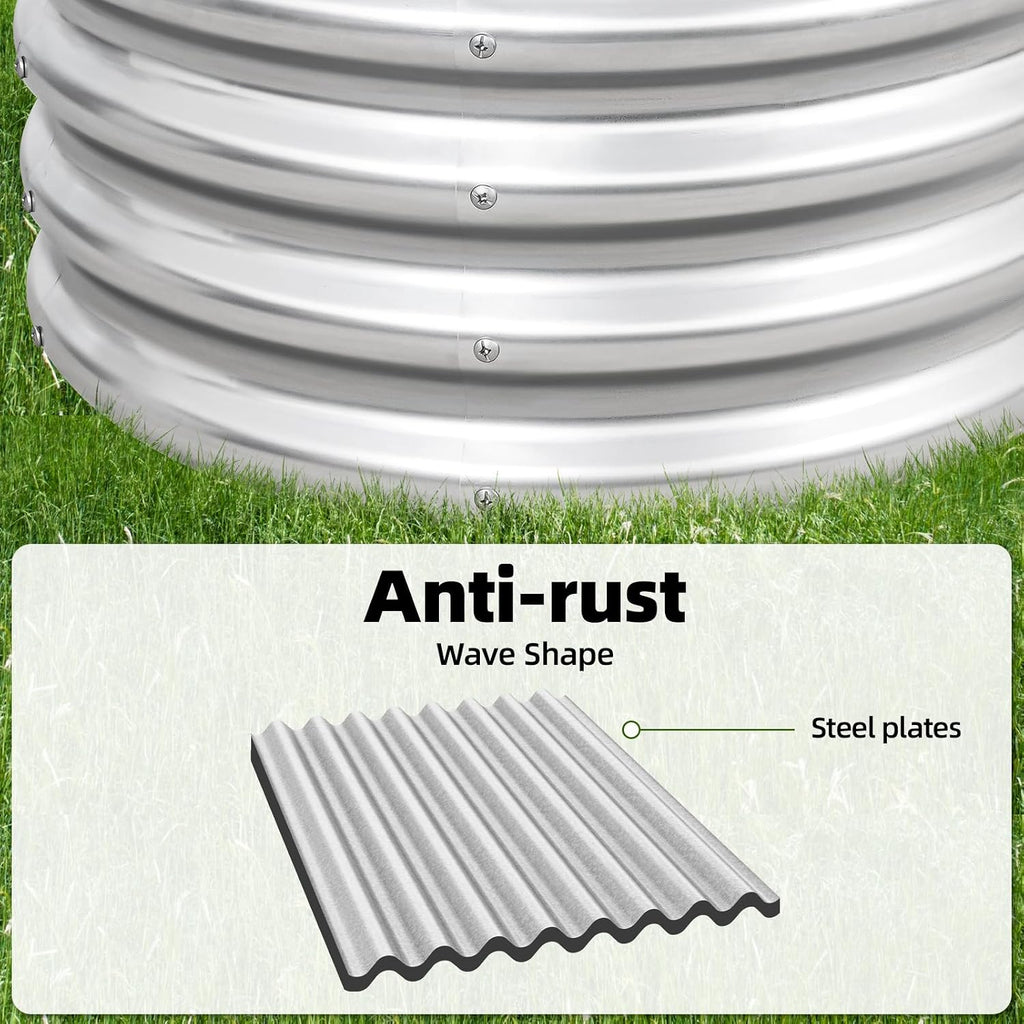 G GOOD GAIN 2Pcs Raised Garden Beds Galvanized, Planter Boxes Kit, Oliver | 4x2x1ft, Rust-Resistant, Bottomless, Safety