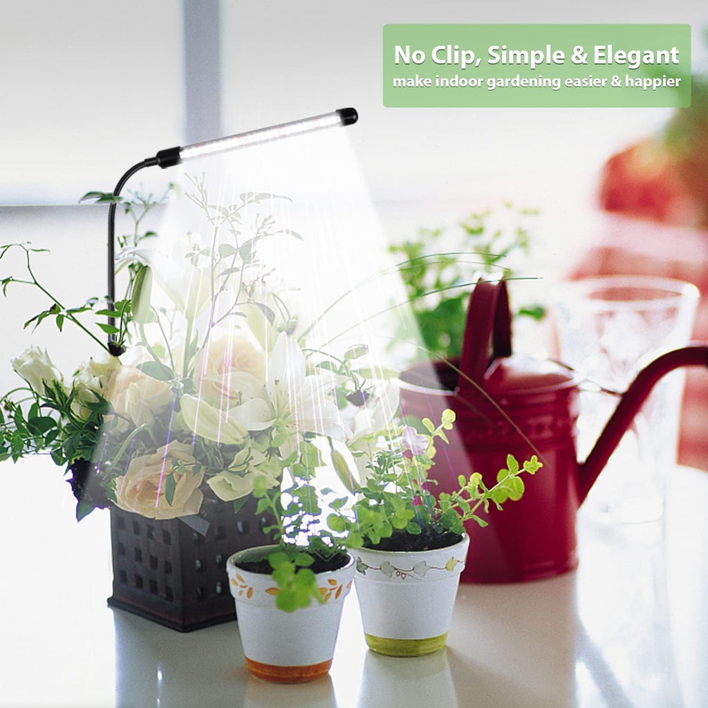 Grow Light for Indoor Plants Growing, 6000K Full Spectrum Gooseneck Plant Lamp for Seedings Succulents Small Plants