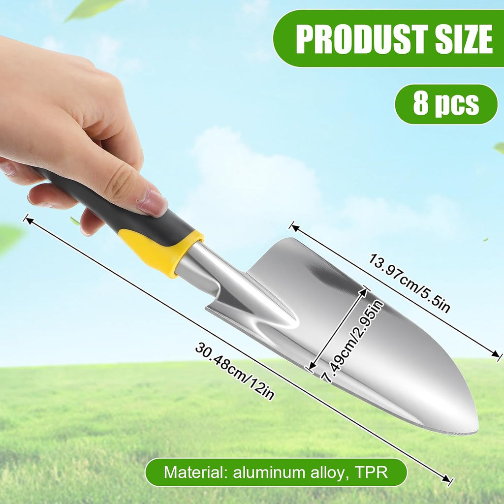 8 Pcs Garden Shovel Aluminum Alloy Heavy Duty Trowel Garden Tool Small Shovels for Digging Metal Hand Trowel Spade with