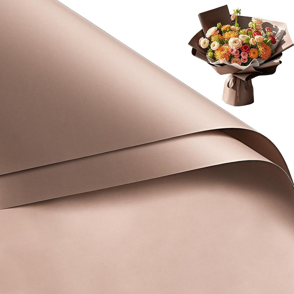 RUSPEPA 20 Sheets Flower Wrapping Paper, Waterproof Floral Bouquet Wrapping Paper, Florist Supplies Packaging for Birthday, Party, Wedding and DIY Crafts - Brown